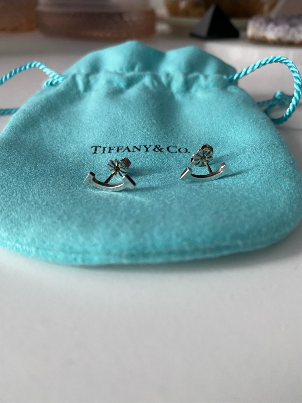 Tiffany & Co Sterling Silver T Smile Earrings